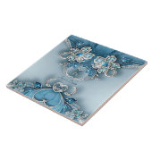 Blaue Verzierte Keramik Fliese (Seite)