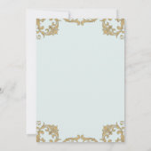 Blaue Verzierte Monogramm Barockfeier Hochzeit Einladung (Rückseite)