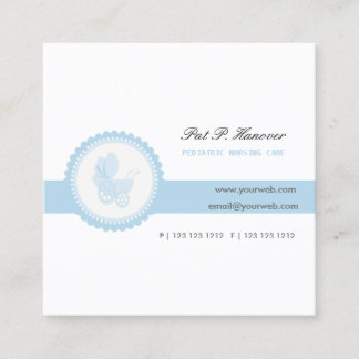 Blaue viktorianische Babytrage im Vintage-Look Quadratische Visitenkarte