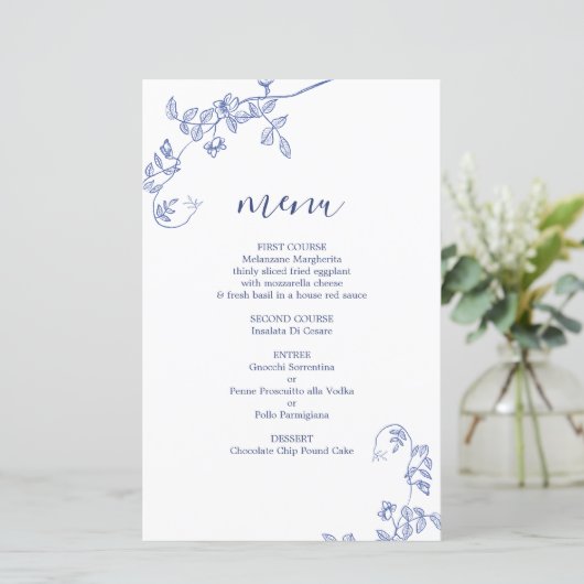 Blaue Viktorianische Blumenkarte (Stehend Vorderseite)