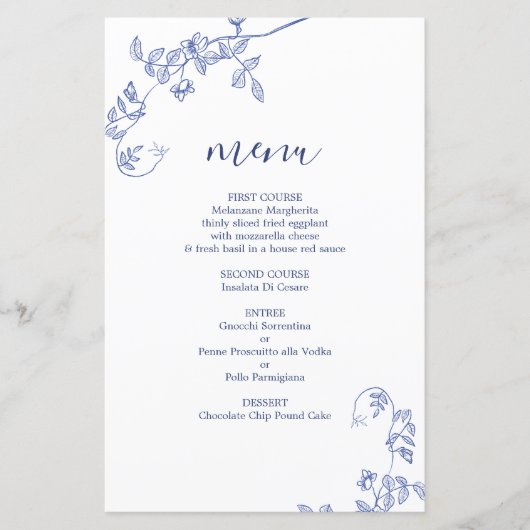 Blaue Viktorianische Blumenkarte (Vorderseite)