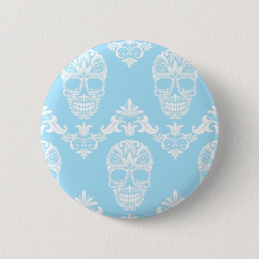 Blaue viktorianische Schädel Button (Vorderseite)