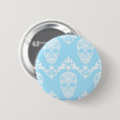 Blaue viktorianische Schädel Button (Vorne & Hinten)