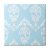 Blaue viktorianische Schädel Fliese (Vorderseite)
