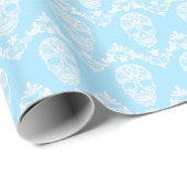 Blaue viktorianische Schädel Geschenkpapier (Rolleneckpunkt)