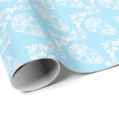 Blaue viktorianische Schädel Geschenkpapier (Rolleneckpunkt)