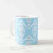 Blaue viktorianische Schädel Kaffeetasse (Vorderseite Links)