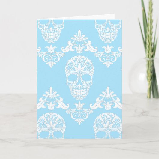 Blaue viktorianische Schädel Karte (Vorderseite)