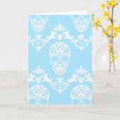Blaue viktorianische Schädel Karte (Gelbe Blume)