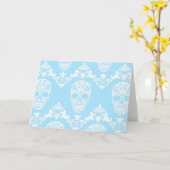 Blaue viktorianische Schädel Karte (Gelbe Blume)