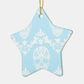 Blaue viktorianische Schädel Keramikornament (Links)