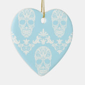 Blaue viktorianische Schädel Keramikornament (Rechts)