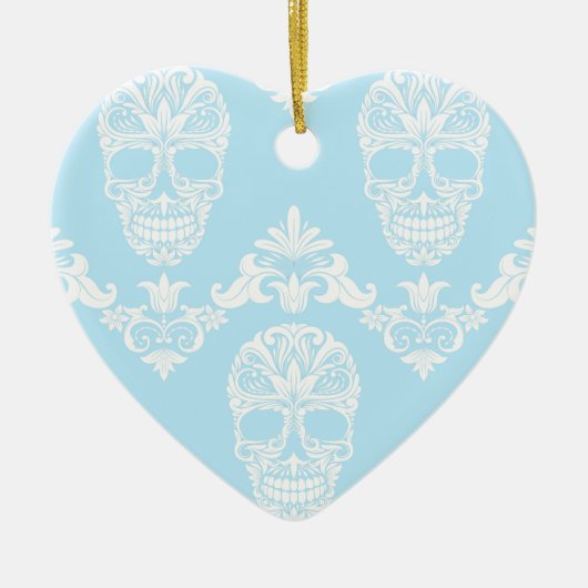 Blaue viktorianische Schädel Keramikornament (Vorne)
