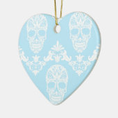 Blaue viktorianische Schädel Keramikornament (Links)