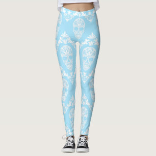 Blaue viktorianische Schädel Leggings