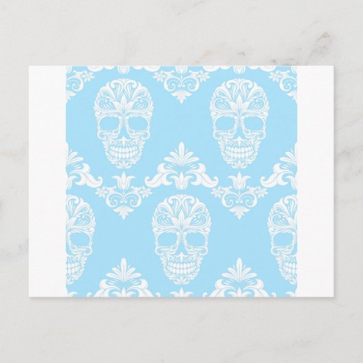 Blaue viktorianische Schädel Postkarte (Vorderseite)