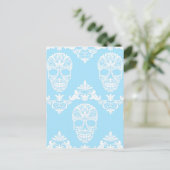 Blaue viktorianische Schädel Postkarte (Stehend Vorderseite)