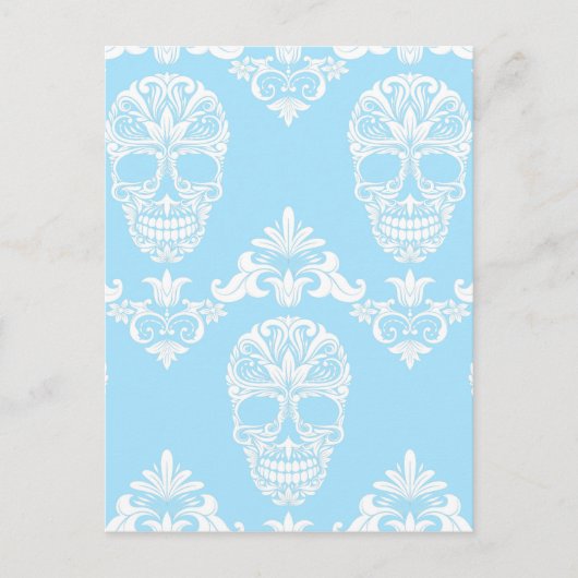Blaue viktorianische Schädel Postkarte (Vorderseite)