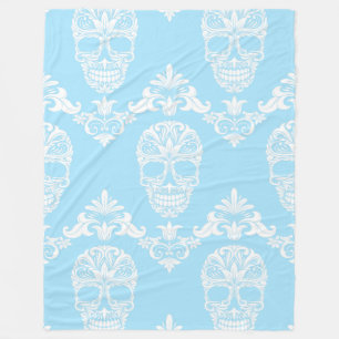 blaue viktorianische Totenkopfdecke Fleecedecke