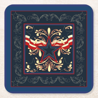 Blaue Vintage-Americana-Getränkeuntersetzer Rechteckiger Pappuntersetzer