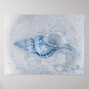 Blaue Vintage Antik-Ozean-Strand-Textur Meeresmusc Poster