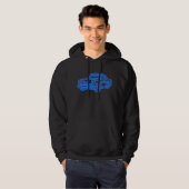 Blaue Vintage-Auto-Illustration Hoodie (Vorne ganz)