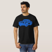 Blaue Vintage-Auto-Illustration T-Shirt (Vorne ganz)