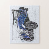 Blaue Vintage Auto-Illustration Zeichnend Puzzle (Vertikal)