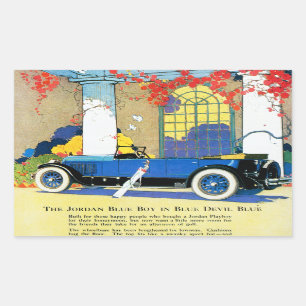 Blaue Vintage-Automobilwerbung Rechteckiger Aufkleber