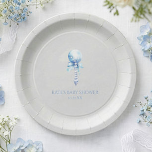 Blaue Vintage-Baby-Rassel-Spielzeug-Kinderzimmer-B Pappteller