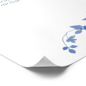 Blaue Vintage blühende Alphabetische Hochzeitssitz Poster (Ecke)