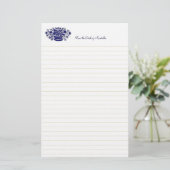 Blaue Vintage Blume - Aktionskörbe für kundenspezi Briefpapier (Stehend Vorderseite)