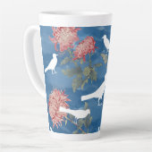 Blaue Vintage Blume und Vögel Milchtasse (Linke Ecke)