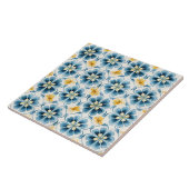Blaue Vintage-Blumen Eleganz Fliese (Seite)
