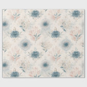 Blaue Vintage-Blumen-Geschenkpapier Geschenkpapier (Flach)