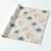 Blaue Vintage-Blumen-Geschenkpapier Geschenkpapier (Ungerollt)