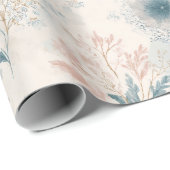 Blaue Vintage-Blumen-Geschenkpapier Geschenkpapier (Rolleneckpunkt)