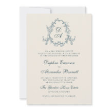 Blaue Vintage-Blumen-Hochzeit mit Monogramm