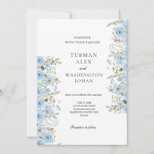 Blaue Vintage-Blumen-Hochzeitseinladung Einladung
