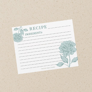 Blaue Vintage-Blumen-Rezeptkarte