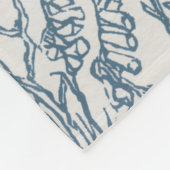 Blaue Vintage-Blumen-Skizzenmuster Fleecedecke (Ecke)