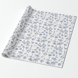 Blaue Vintage-Blumen-Wildblumengarten Geschenkpapier