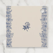 Blaue Vintage Blumenhochzeit Geschenkanhänger (Rückseite)