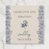 Blaue Vintage Blumenhochzeit Geschenkanhänger (Vorderseite)