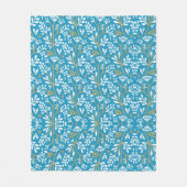 Blaue Vintage-Blumenmuster-Fliese Fleecedecke (Vorderseite)