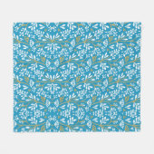 Blaue Vintage-Blumenmuster-Fliese Fleecedecke (Vorderseite (Horizontal))