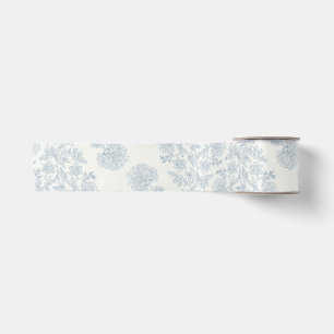 Blaue Vintage-Blumenmuster-Geschenkpapier Satinband