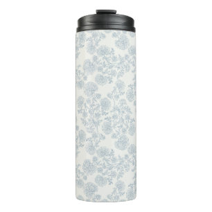 Blaue Vintage-Blumenmuster-Geschenkpapier Thermosbecher