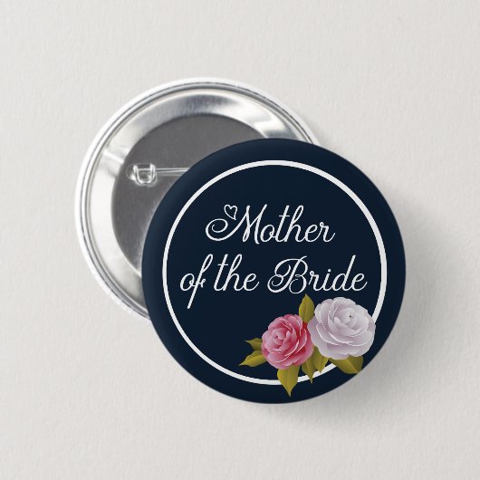 Blaue Vintage Blumenmutter Button (Vorne & Hinten)