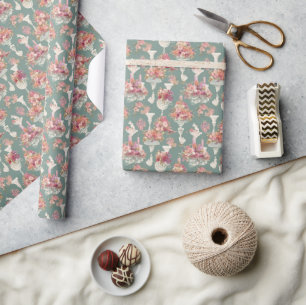 Blaue Vintage-Blumenstrauß Geschenkpapier